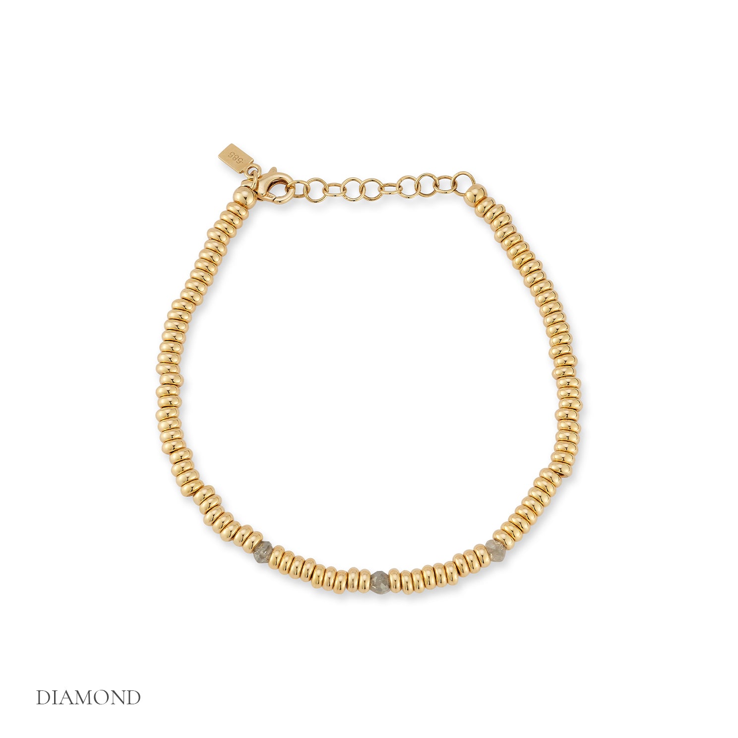 Birthstone Bead Bracelet In Diamond in 14k yellow gold