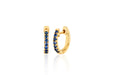 14k (karat) yellow gold tiny huggie earring with blue sapphire gemstones