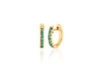 14k (karat) yellow gold tiny huggie earring with emerald gemstones