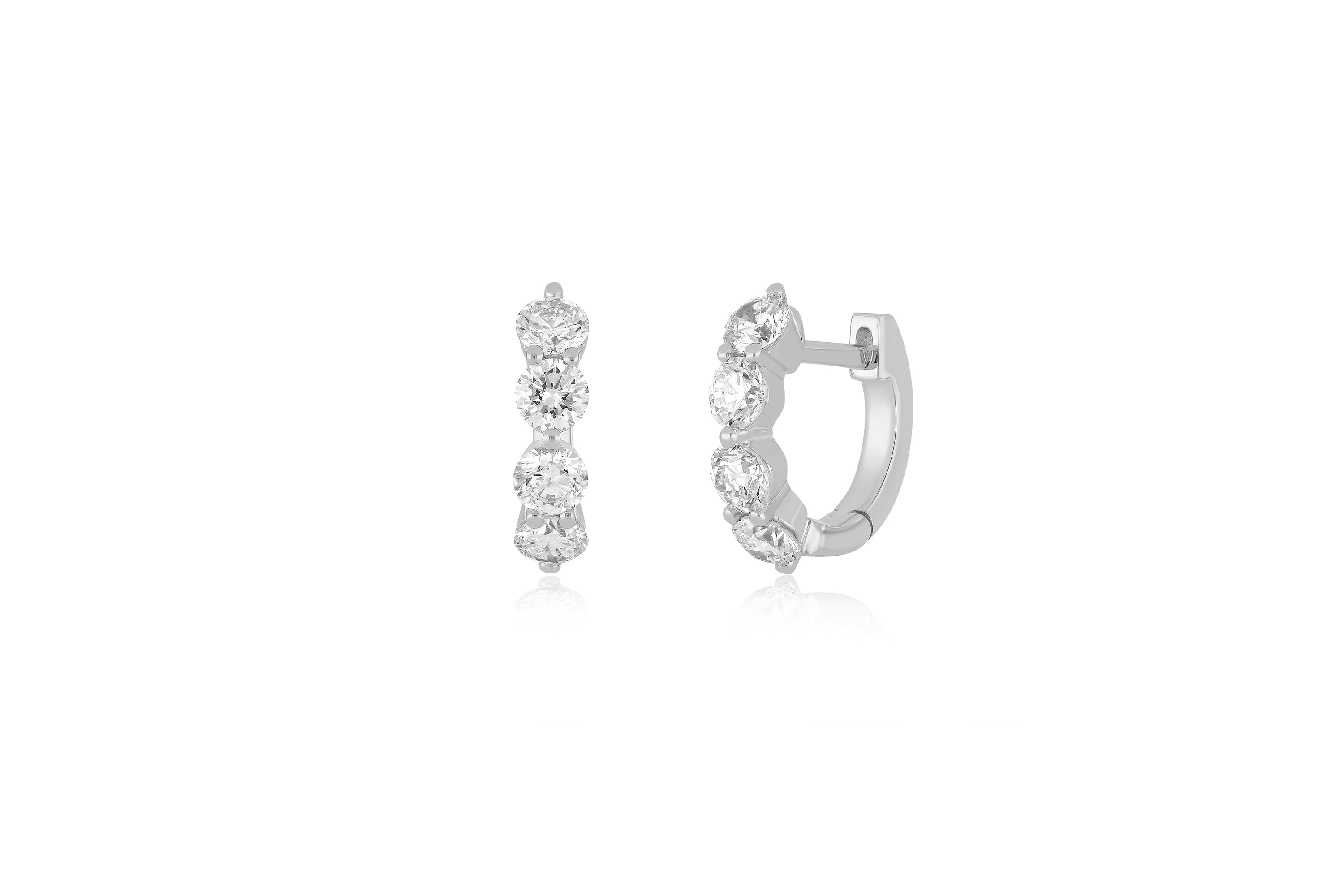 Jumbo Prong Set Diamond Mini Huggie Earring | 14k Gold | EF Collection — EF  Collection®