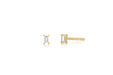 14k (karat) yellow gold diamond baguette stud earrings with butterfly post backs.