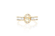 14k (karat) yellow gold custom initial ring with baguette diamonds all around and diamonds filling the custom initial "S".