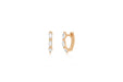 14k (karat) rose gold mini huggie with 6 marquise diamonds (3 on each huggie) at 0.19 carats.