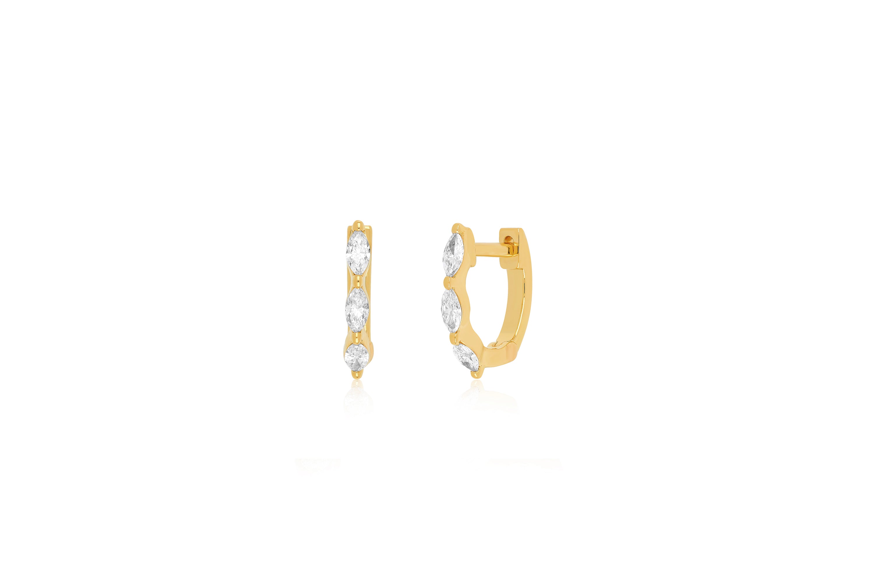 14K Mini Marquise Diamond Studs 14K Rose Gold