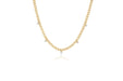 14k (karat) yellow gold curb chain necklace with 5 prong set diamonds