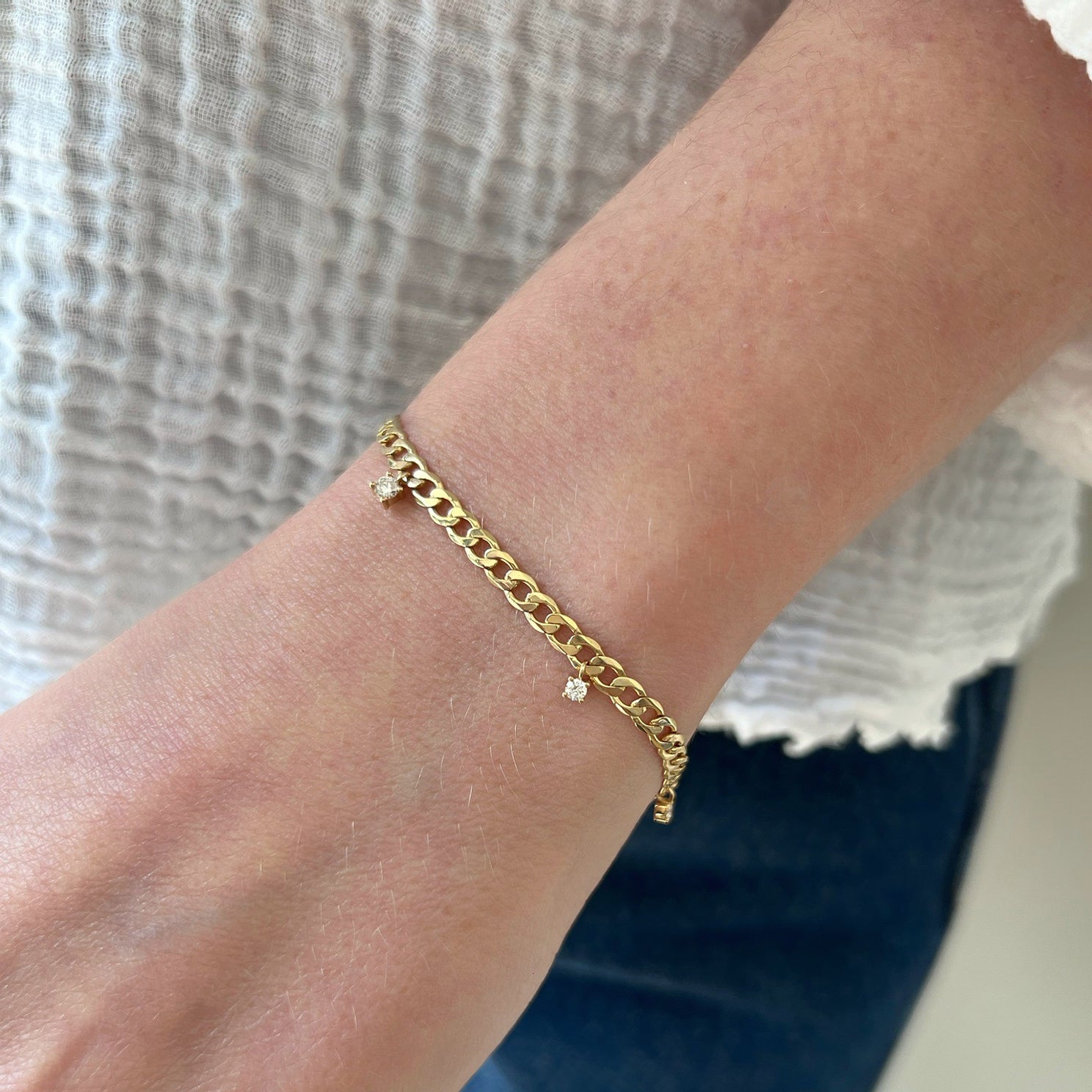 5 Diamond Curb Chain Bracelet