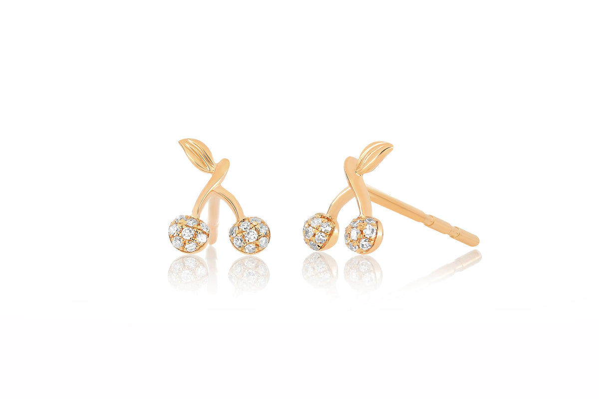 Diamond Mini Cherry Stud Earring in 14k rose gold