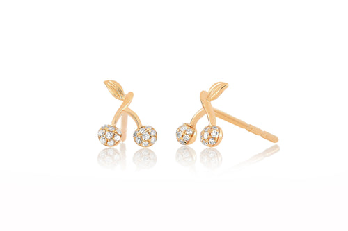 Diamond Mini Cherry Stud Earring in 14k rose gold
