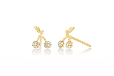 Diamond Mini Cherry Stud Earring in 14k yellow gold
