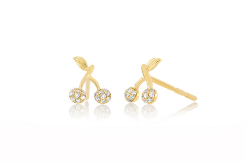 Diamond Mini Cherry Stud Earring in 14k yellow gold