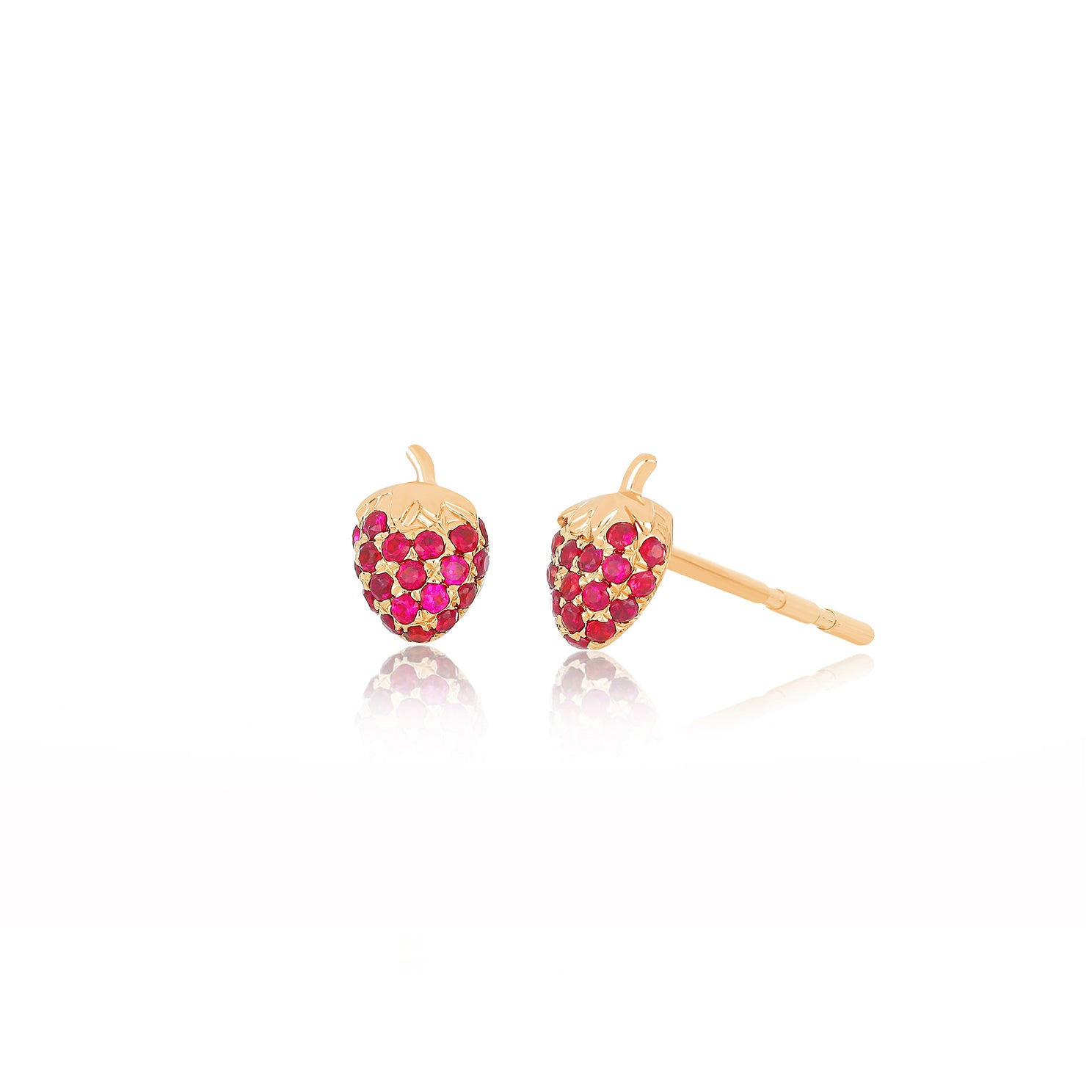 Ruby Mini Strawberry Stud Earring in 14k rose gold