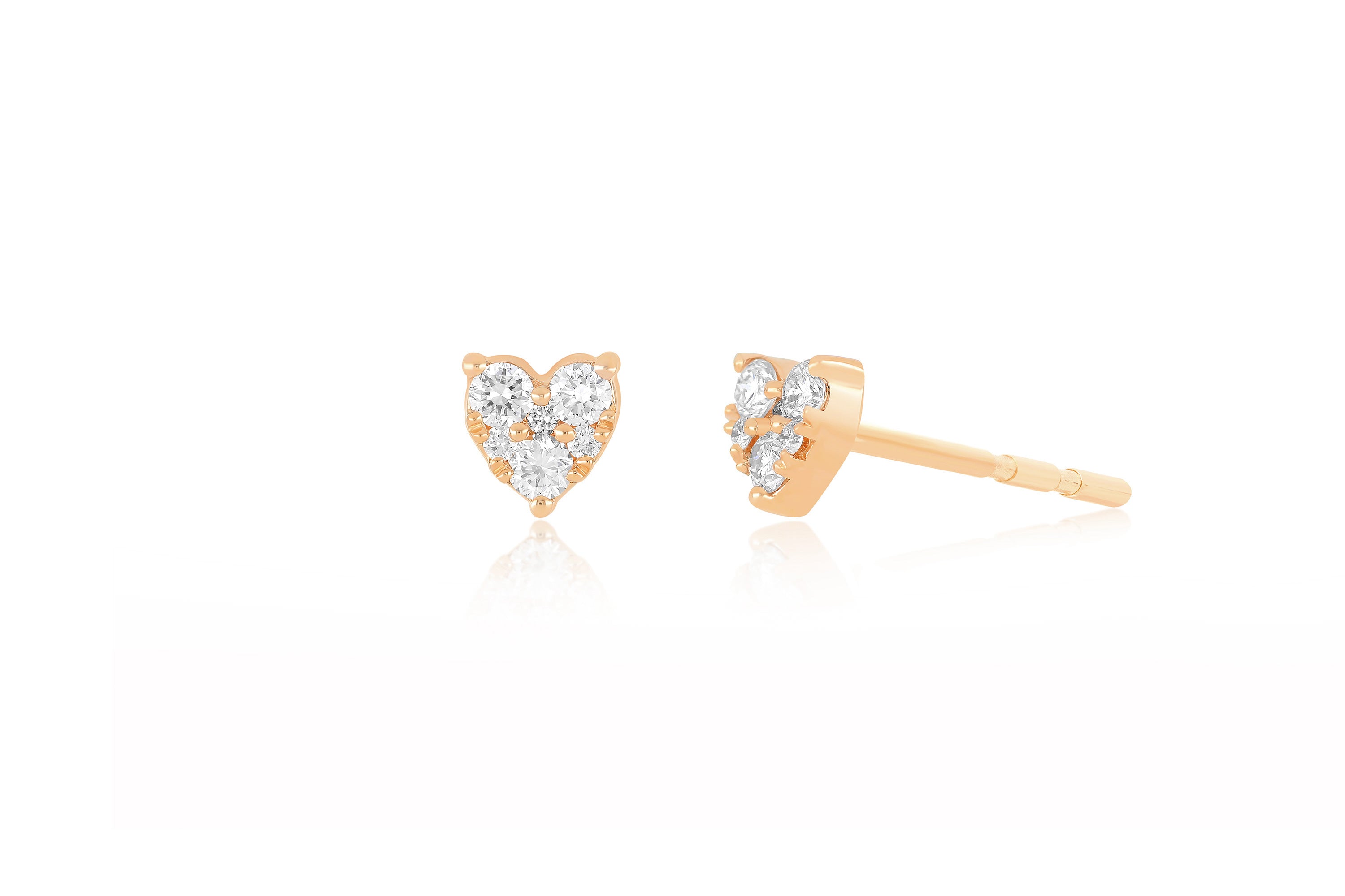 Full Cut Diamond Mini Heart Stud Earring in 14k rose gold
