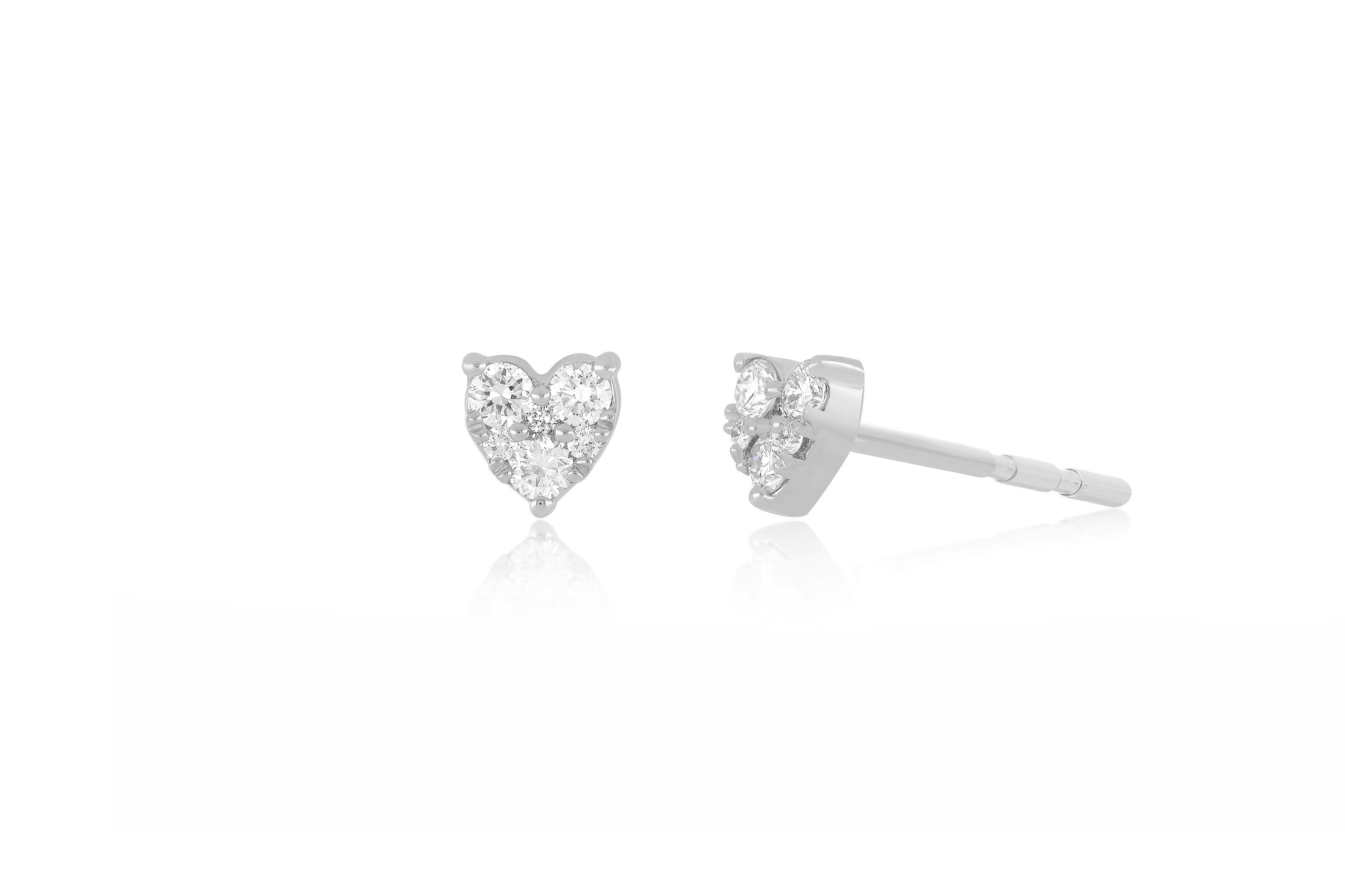 Full Cut Diamond Mini Heart Stud Earring in 14k white gold