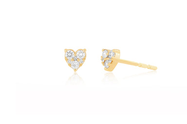 Full Cut Diamond Mini Heart Stud Earring in 14k yellow gold