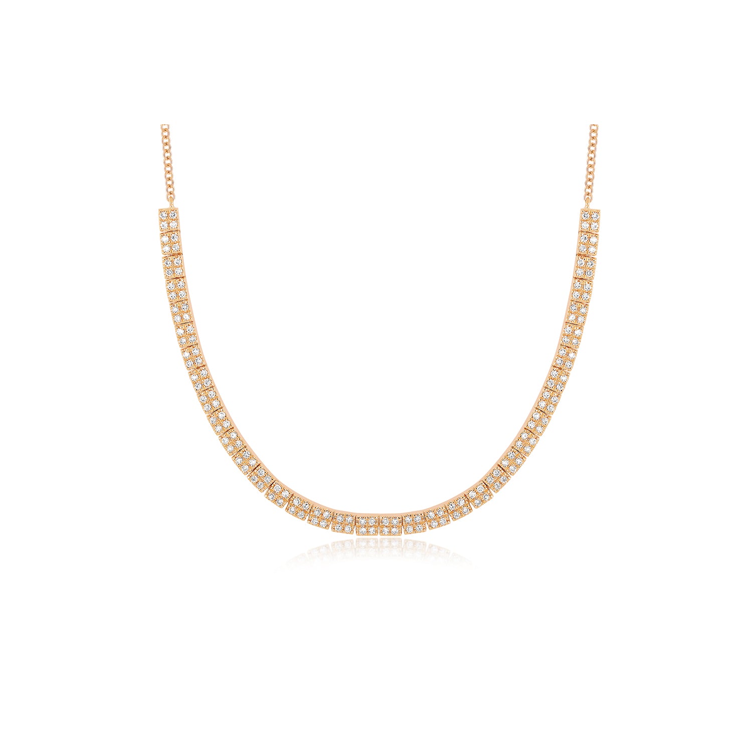 Diamond Double Row Segment Necklace in 14k rose gold