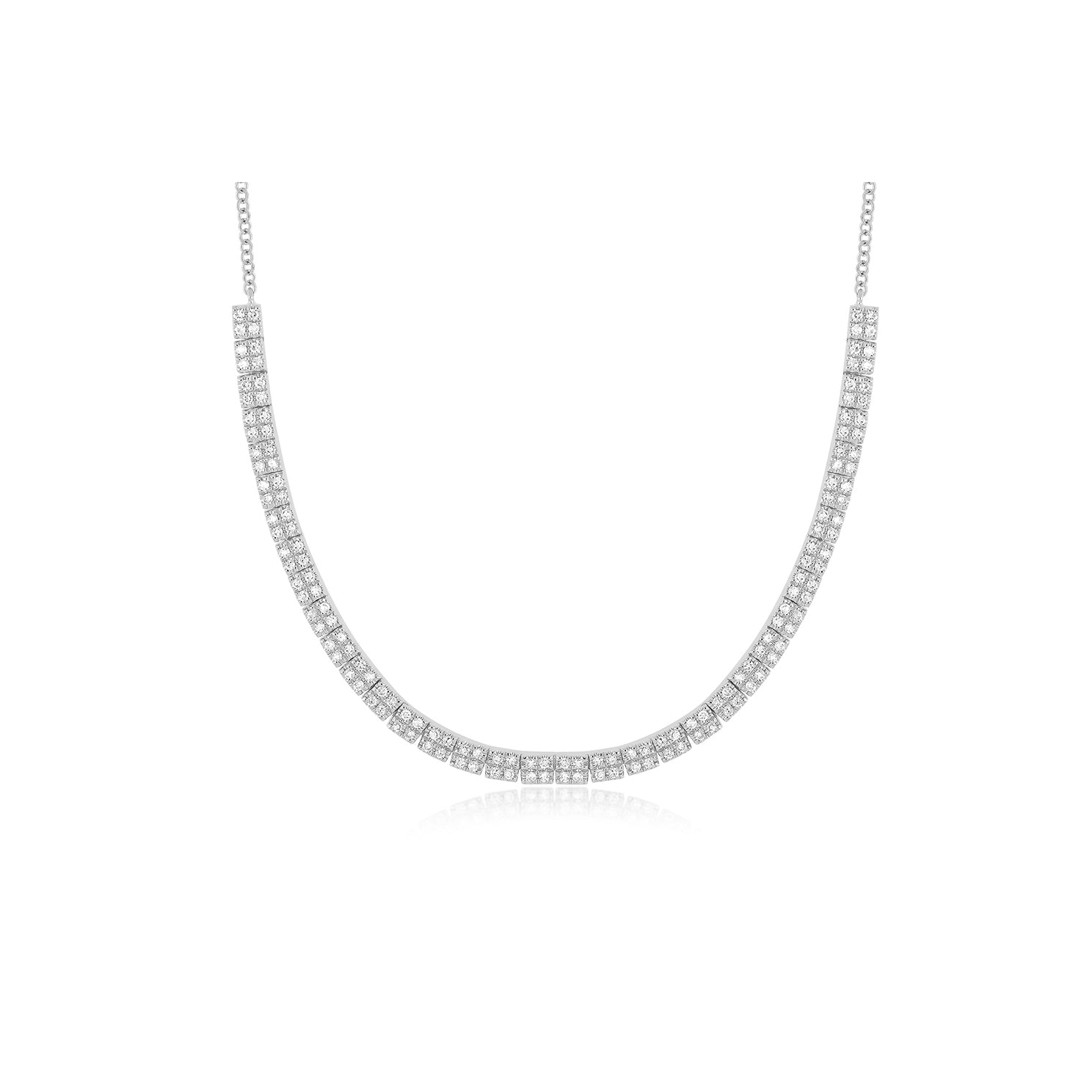 Diamond Double Row Segment Necklace in 14k white gold