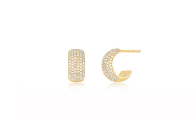 14k Yellow Gold Pave Diamond Bubble Huggie Earring