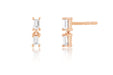 Double Baguette Dangle Stud Earring in 14k Rose Gold