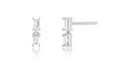 Double Baguette Dangle Stud Earring in 14k White Gold