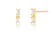 Double Baguette Dangle Stud Earring in 14k Yellow Gold