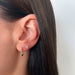 14k Yellow Gold Diamond Lola Hoop Earring Styled on Ear of Model