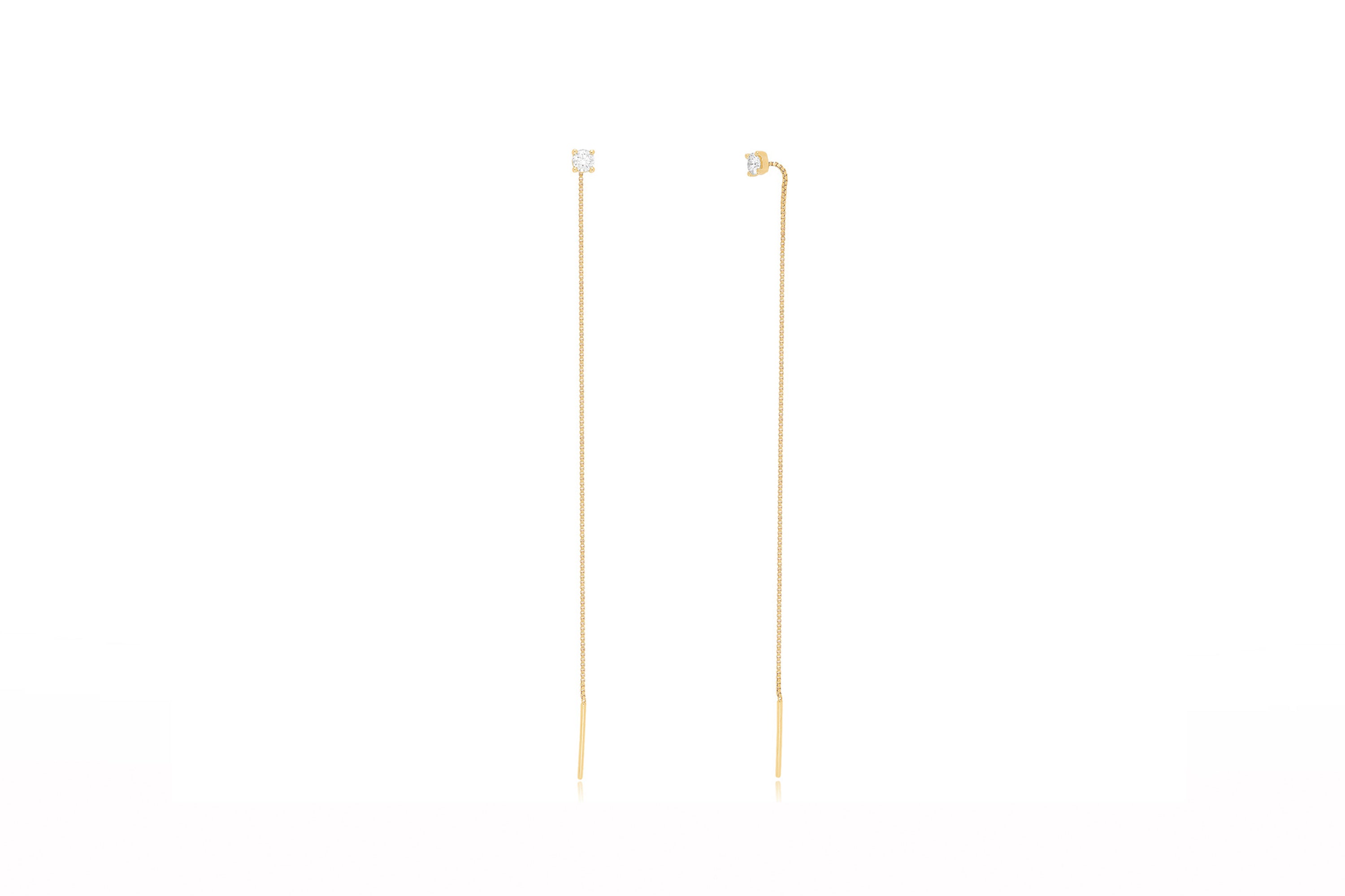 Solitaire Diamond Liquid Gold Threader Earring in 14k rose gold