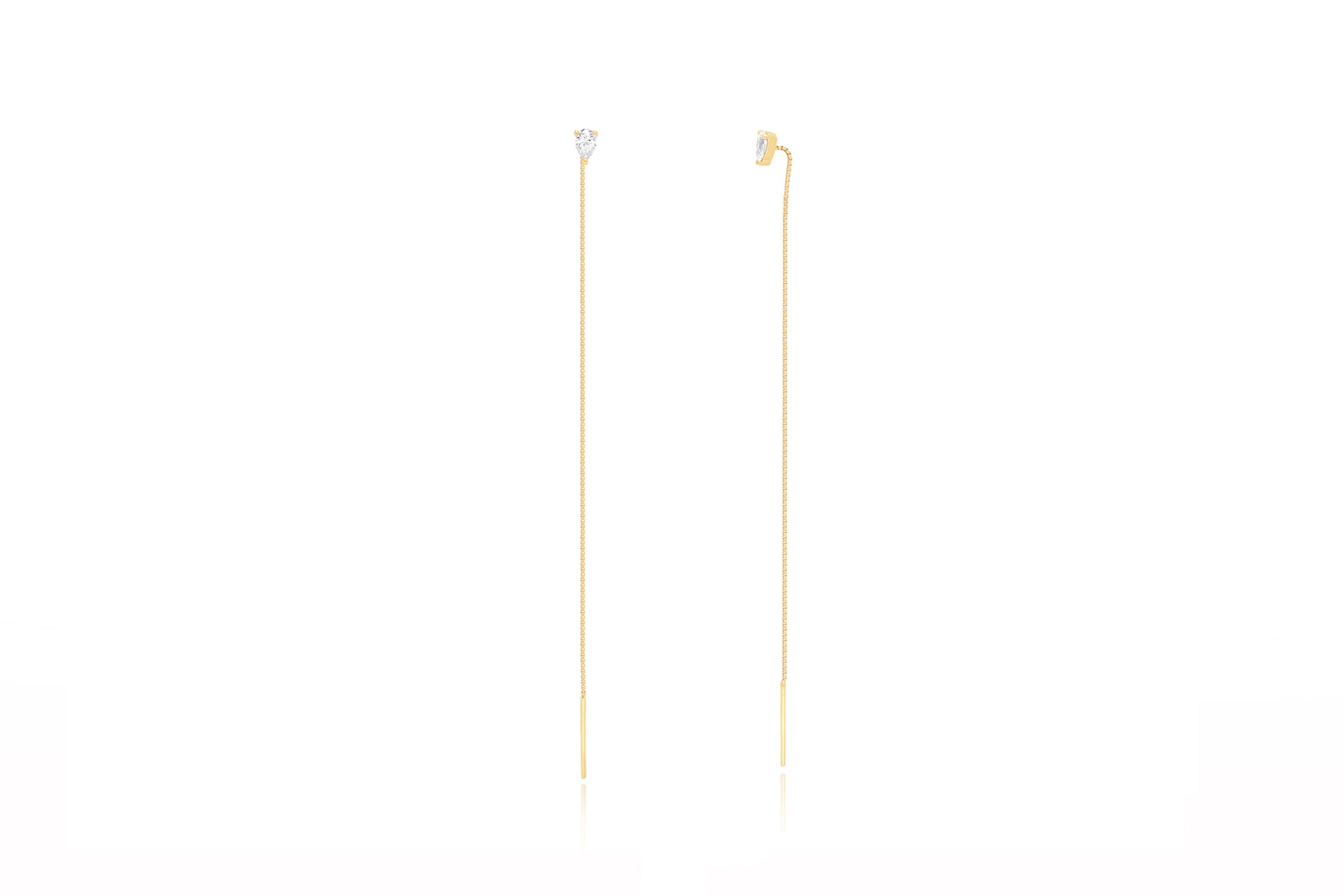 Pear Diamond Liquid Gold Threader Earring in 14k yellow gold