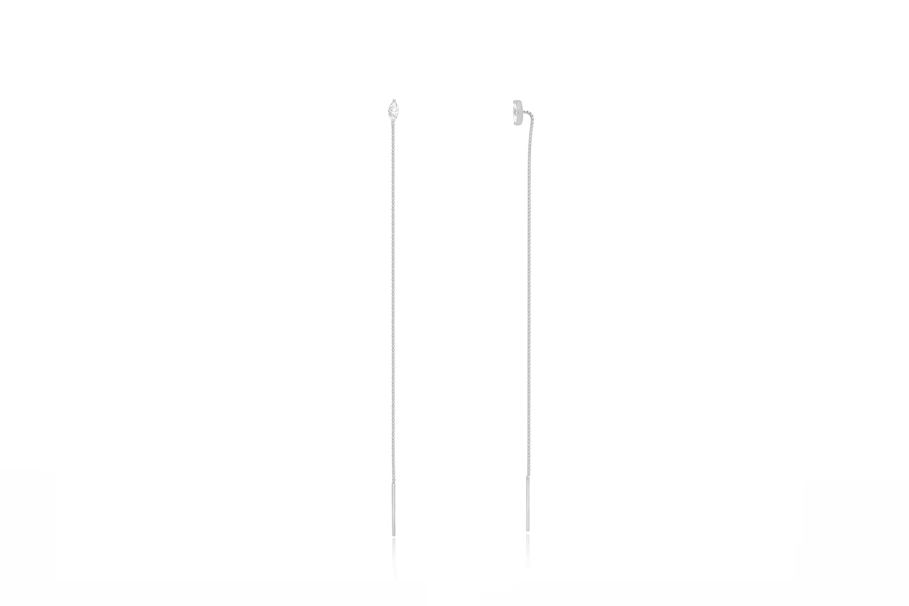 Marquise Diamond Liquid Gold Threader Earring in 14k white gold