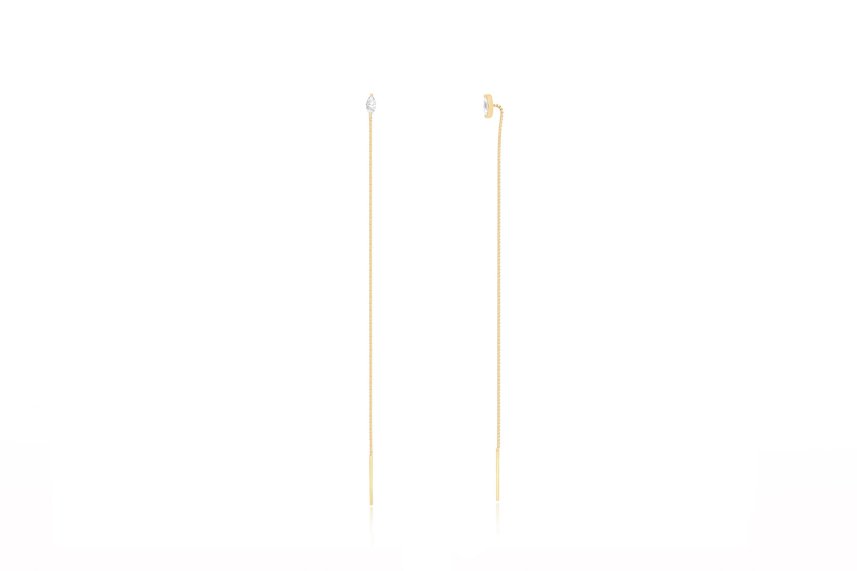 Marquise Diamond Liquid Gold Threader Earring in 14k yellow gold