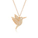 Pavé Diamond Hummingbird Necklace in 14k rose gold with diamond birthstone eye