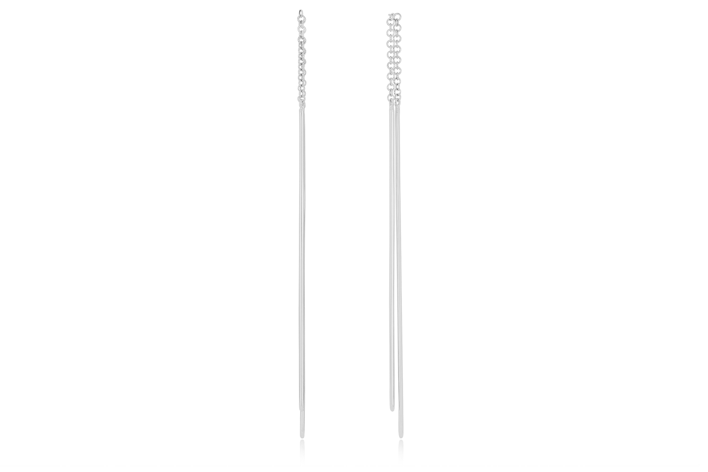 Gold Bar Threader Earring in 14k white gold
