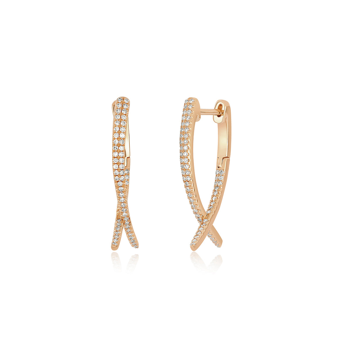 Diamond Loop Hoop Earring in 14k rose gold