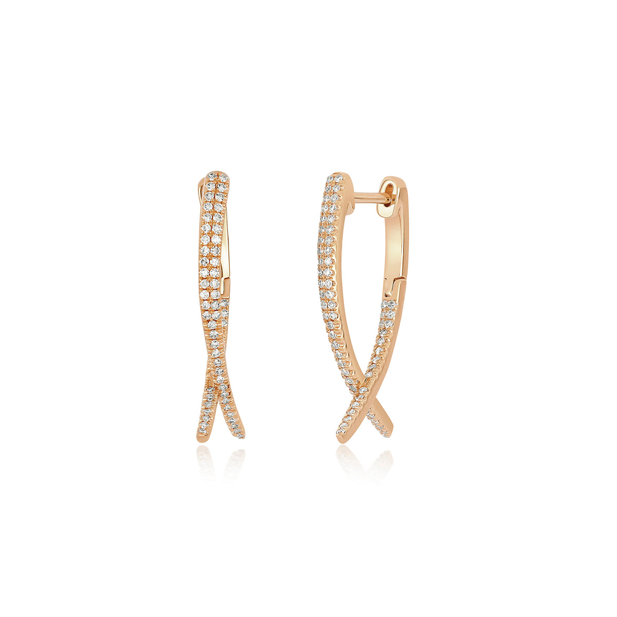 Diamond Loop Hoop Earring in 14k rose gold