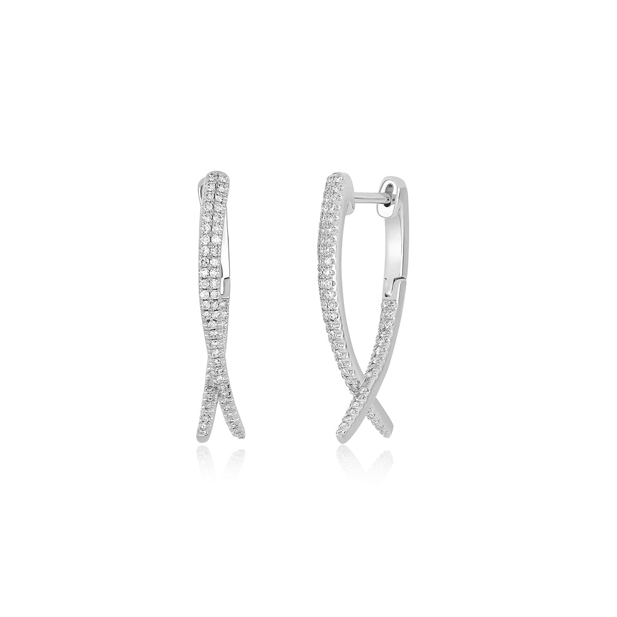 Diamond Loop Hoop Earring in 14k white gold