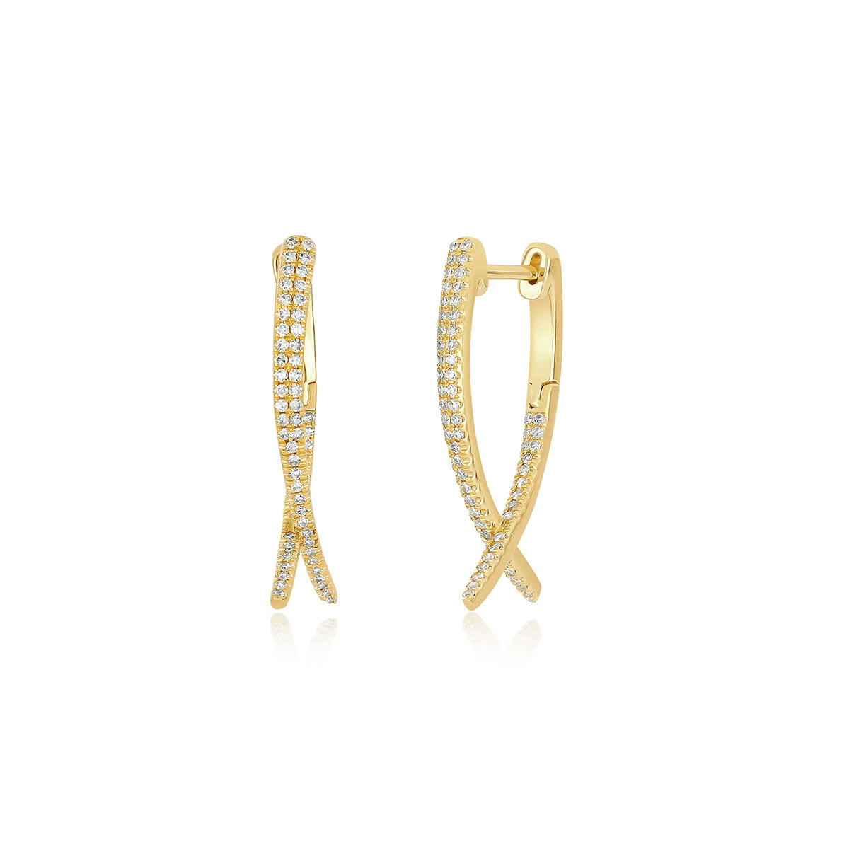 Diamond Loop Hoop Earring in 14k yellow gold