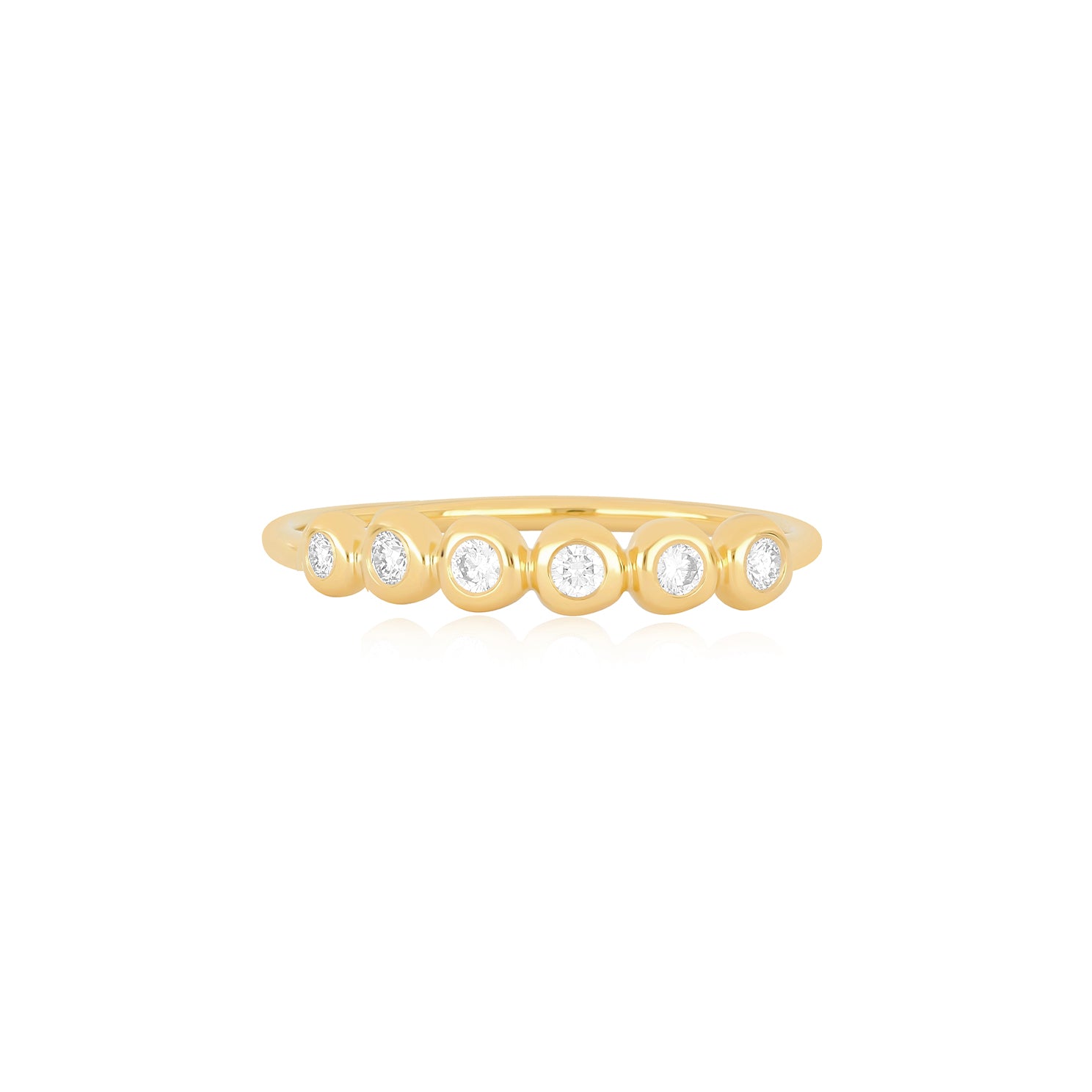 Diamond Pillow Stack Ring in 14k yellow gold