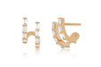Double Diamond Baguette Illusion Mini Huggie Earring in 14k rose gold