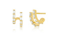 Double Diamond Baguette Illusion Mini Huggie Earring in 14k yellow gold