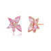 Pink Sapphire & Diamond Trio Cluster Stud Earring in 14k rose gold