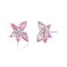 Pink Sapphire & Diamond Trio Cluster Stud Earring in 14k white gold
