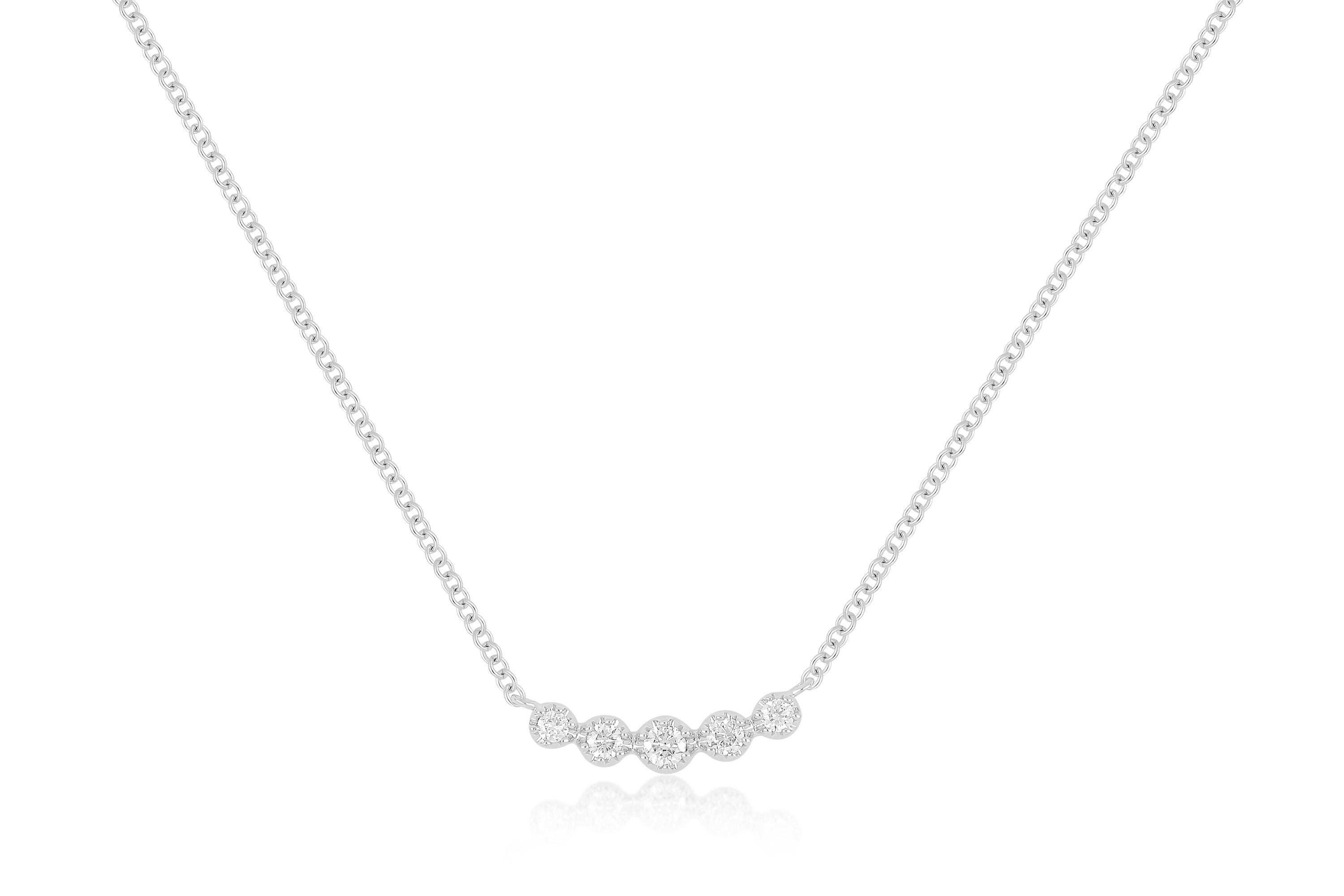 Diamond Crown Crescent Necklace in White Gold