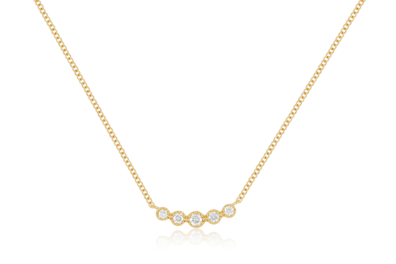 Diamond Crown Crescent Necklace in Yellow Gold
