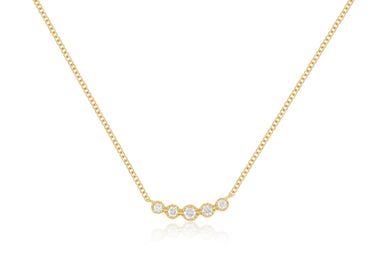 Diamond Crown Crescent Necklace in Yellow Gold