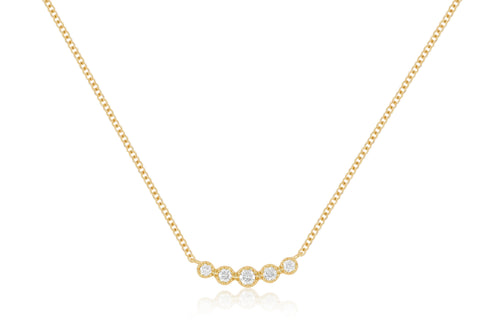 Diamond Crown Crescent Necklace in Yellow Gold