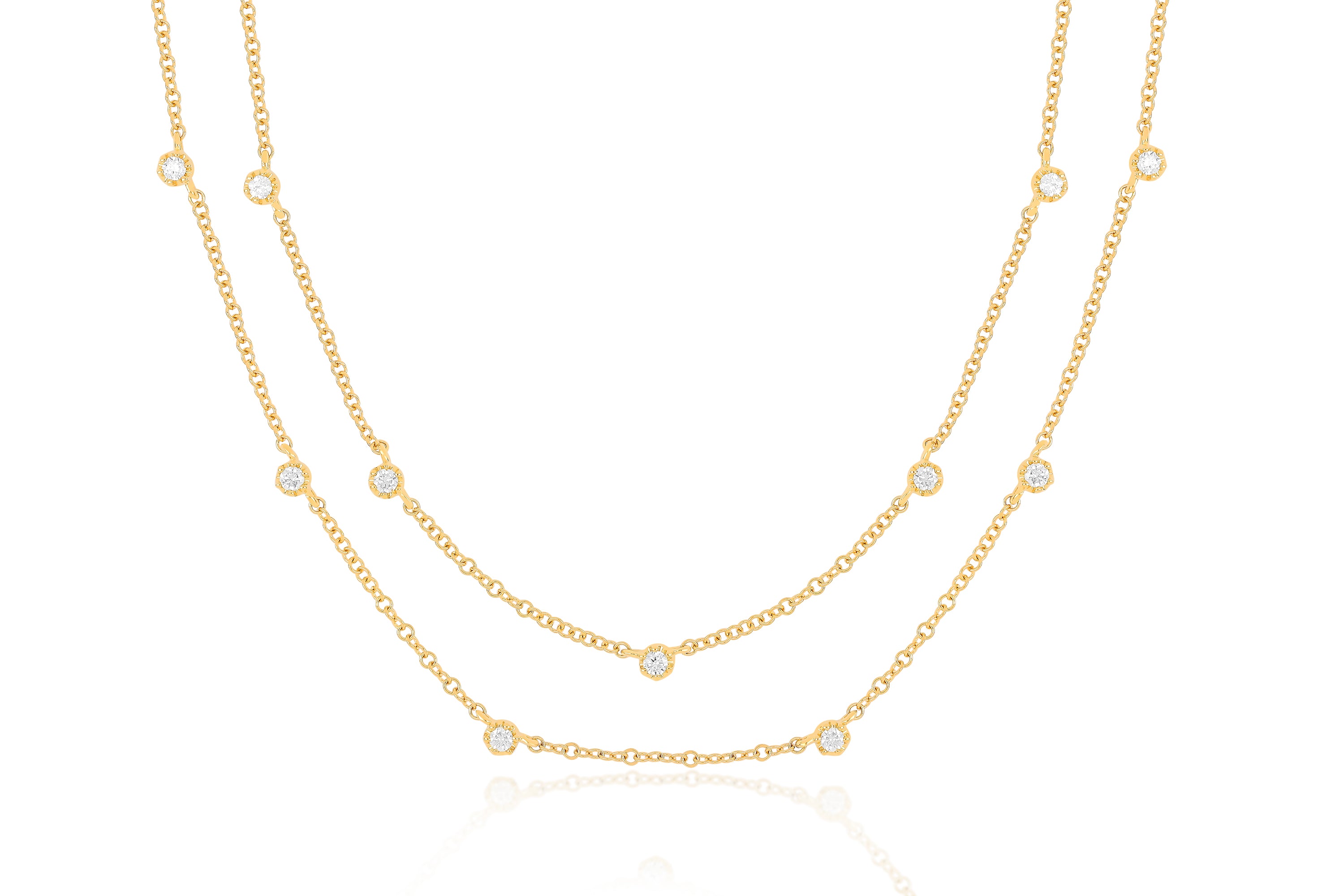 Diamond Crown Double Strand Necklace in yellow gold