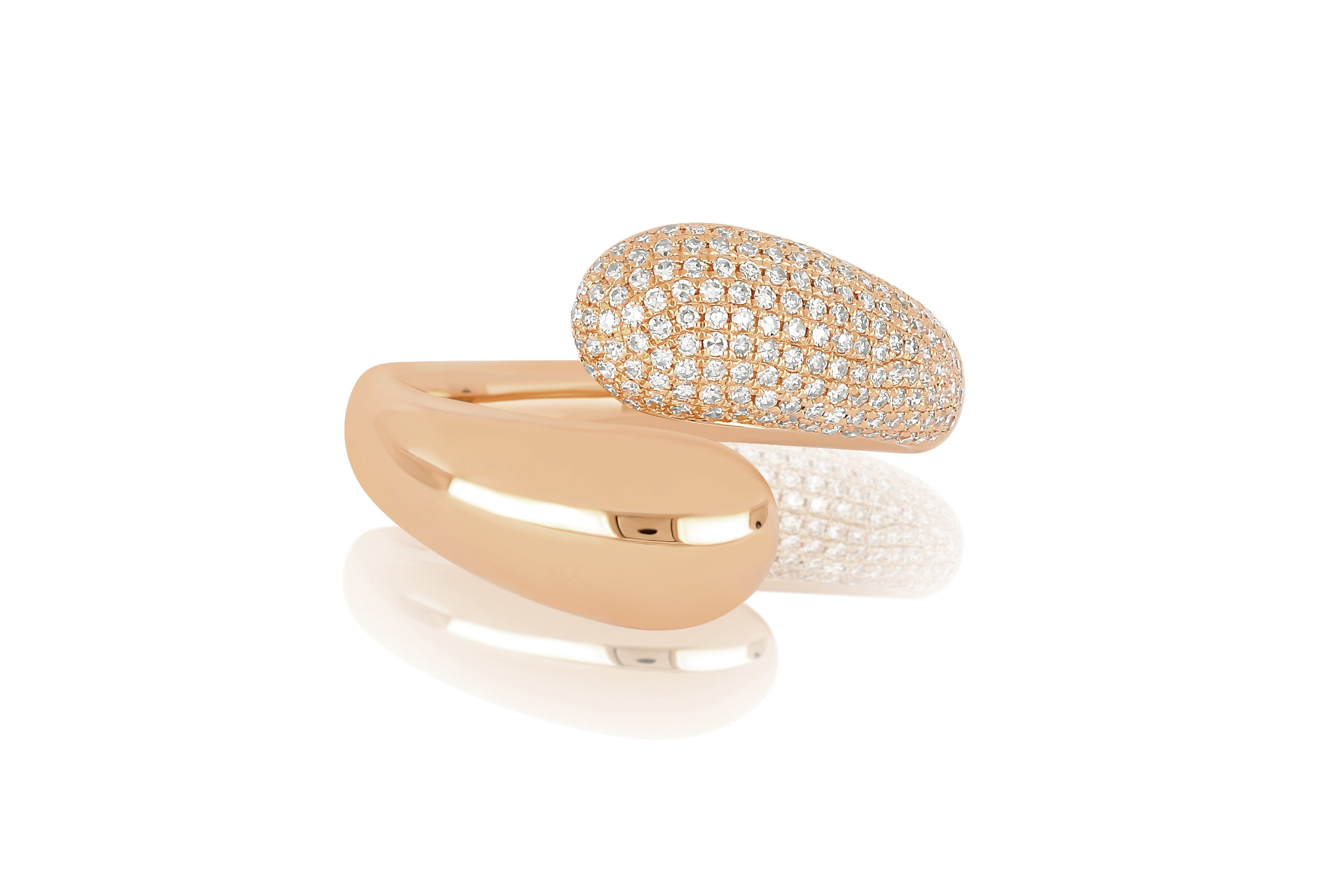 Gold and Diamond Jumbo Double Dome Ring in 14k yellow gold