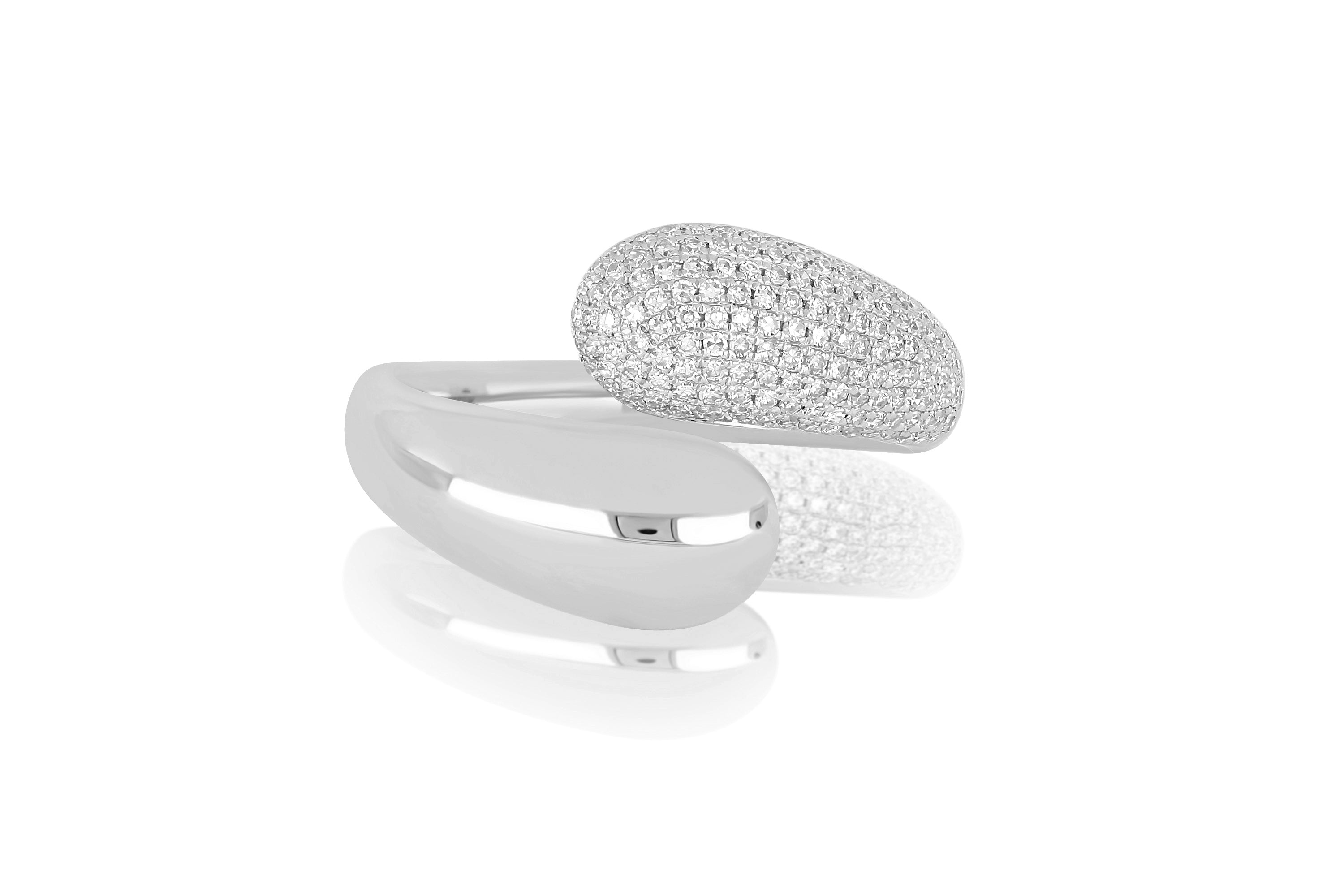 Gold and Diamond Jumbo Double Dome Ring in 14k white gold