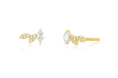 Triple Marquise Stud Earring in Yellow Gold