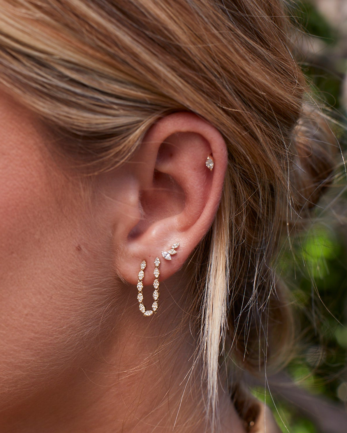 Triple Marquise Stud Earring