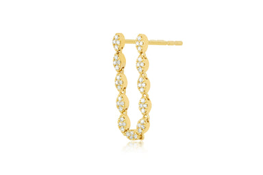 Pave Diamond Marquise Double Stud Earring in yellow gold